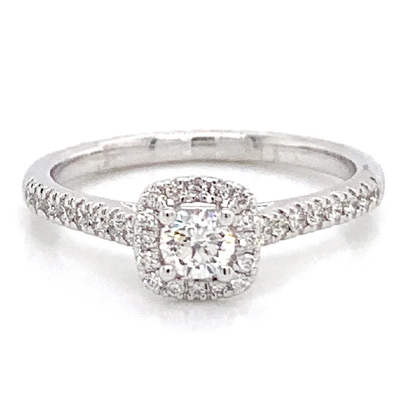 Round Center Diamond Engagement Ring in 14K White Gold (0.50ctw)