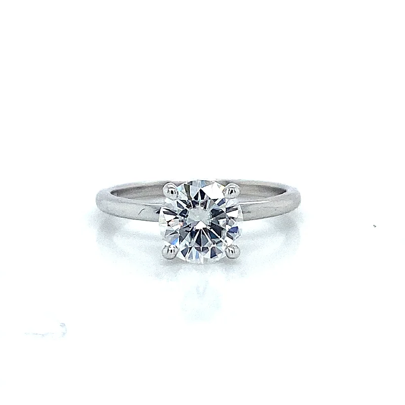 Round Moissanite Engagement Ring in 14K White Gold