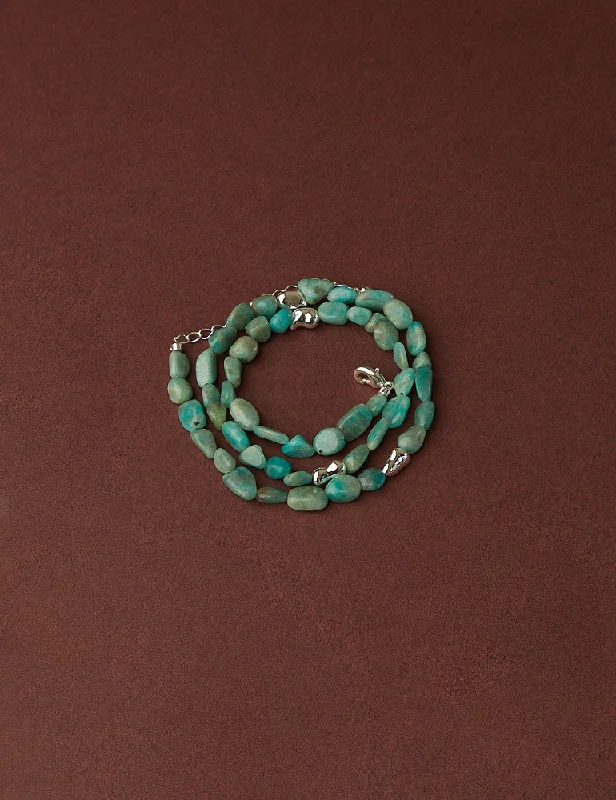 Santorini Beaded Necklace - Amazonite & Silver Beads