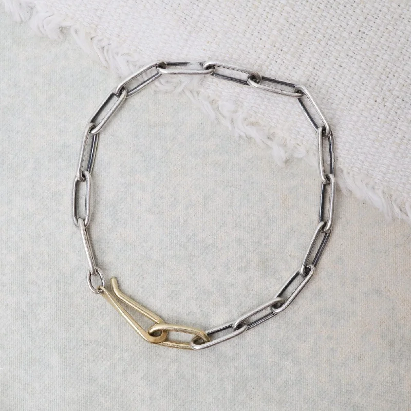 Sterling Silver Handmade Chain Bracelet + 18k Clasp