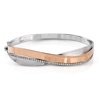 Simon G 18K White & Rose Gold Diamond Bangle Bracelet