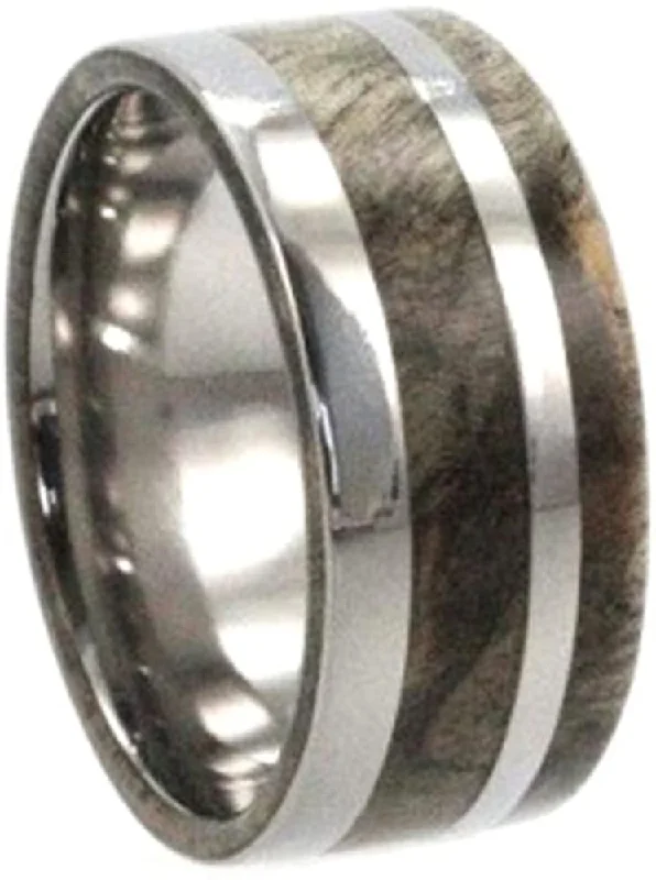 Sindora Wood 7.5mm Comfort Fit Titanium Wedding Band, Size 12