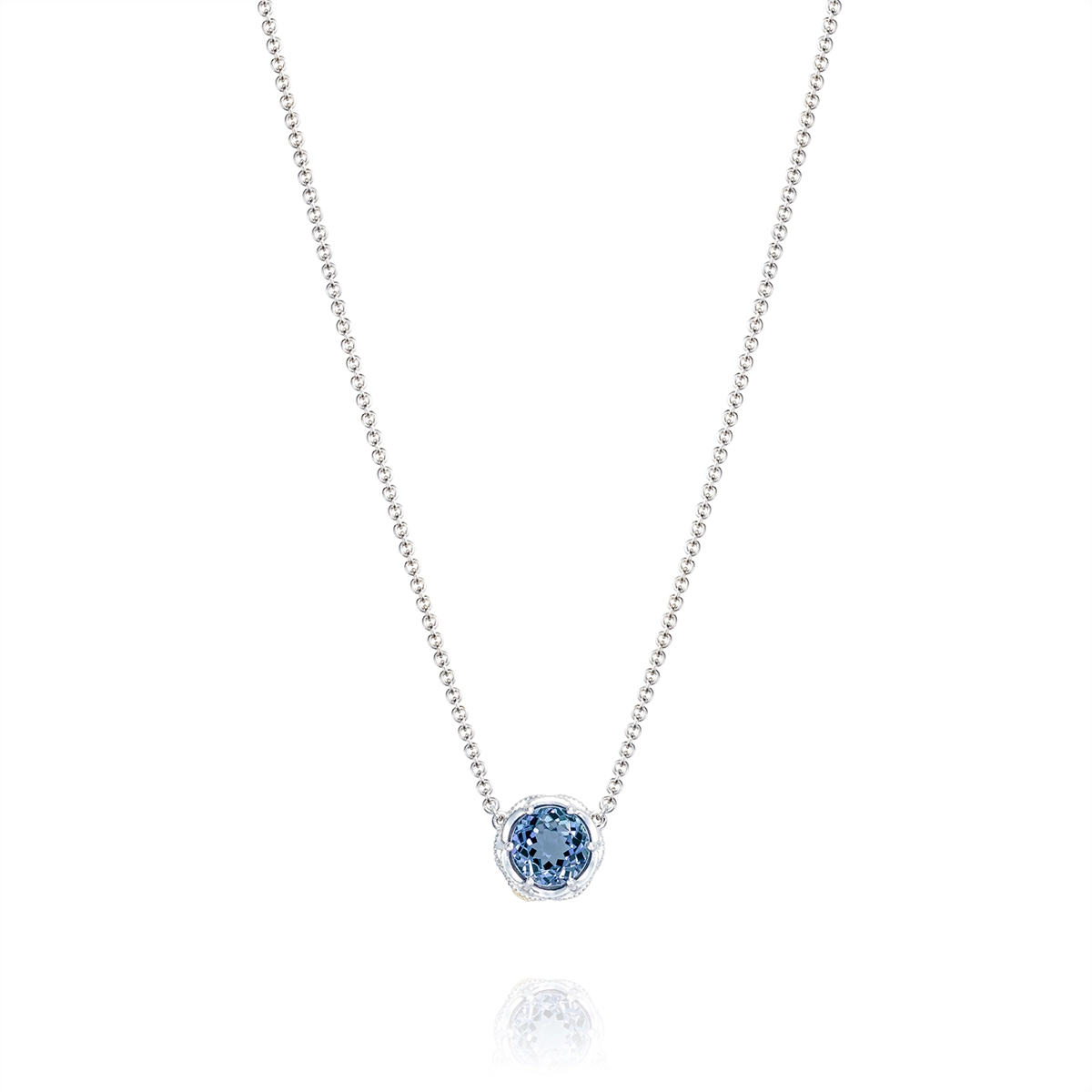 Tacori Crescent Crown Silver & Gold Station Necklace with London Blue Topaz