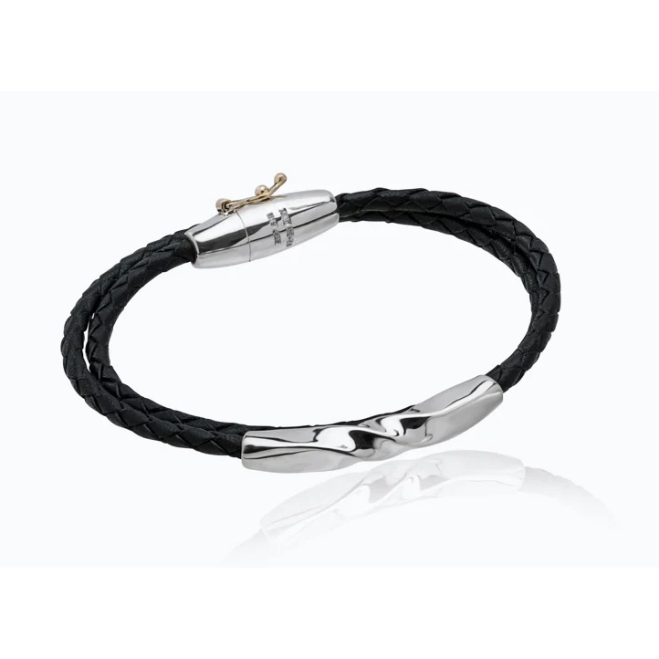 Tane Helix Sterling Silver and Black Rubber Double Bracelet