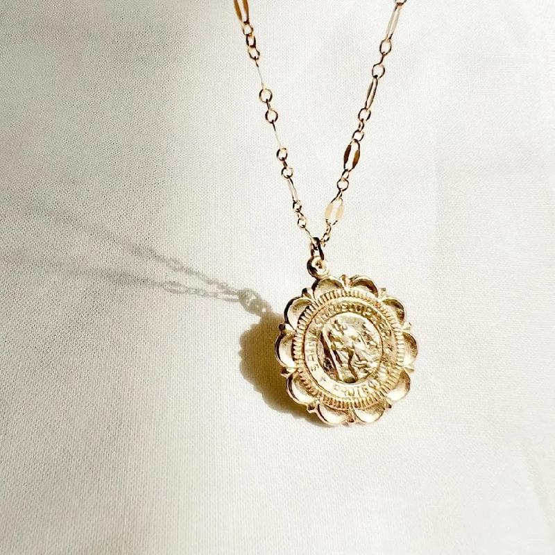 Traveler Saint Christopher Necklace Gold Filled