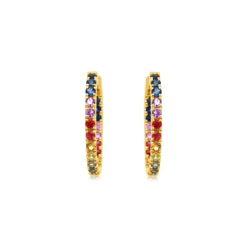 Rainbow Sapphire Hoop Earrings