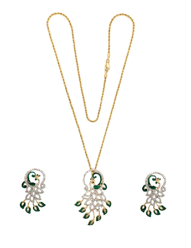 Diamond Pendant Set With Earring 18 Karat