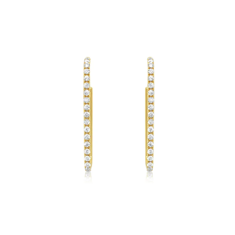 Yellow Gold Diamond Paperclip Earrings