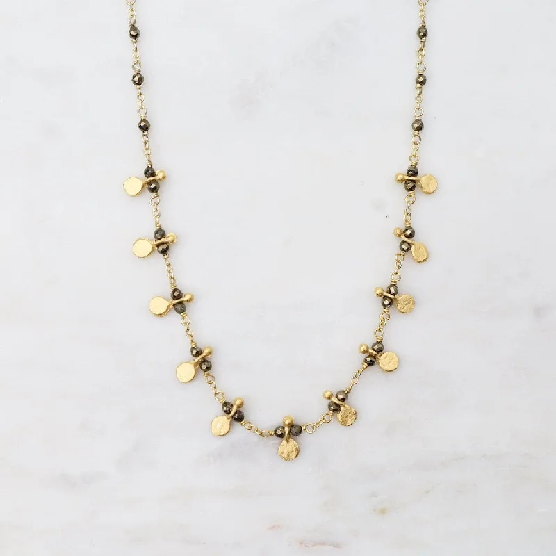 Pyrite Egyptian Style Gold Necklace