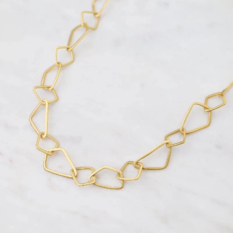 Gold Irregular Shaped Link Chain Necklace