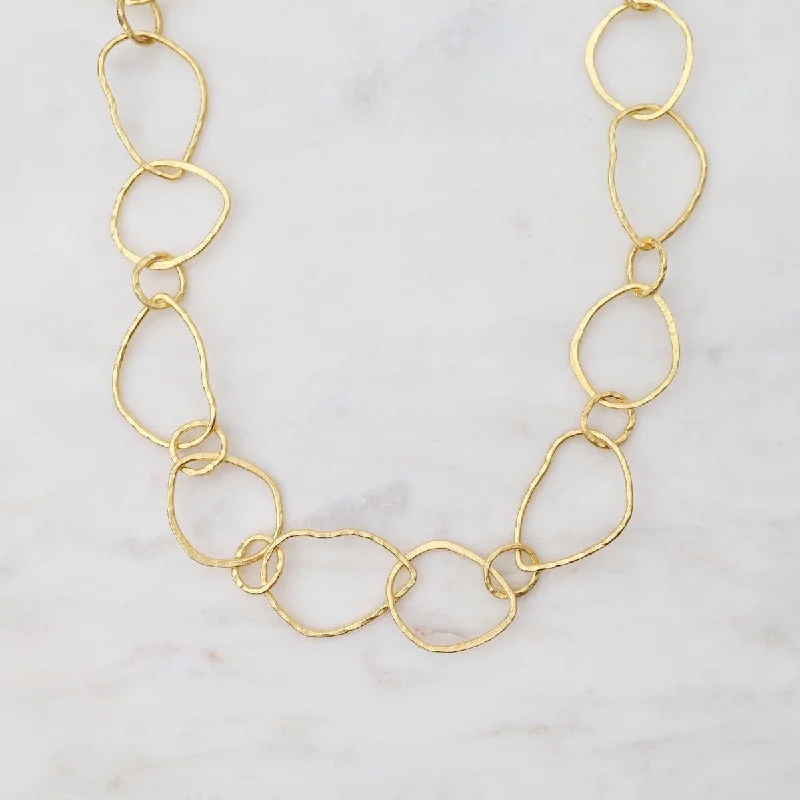 Gold Irregular Circles Link Chain Necklace