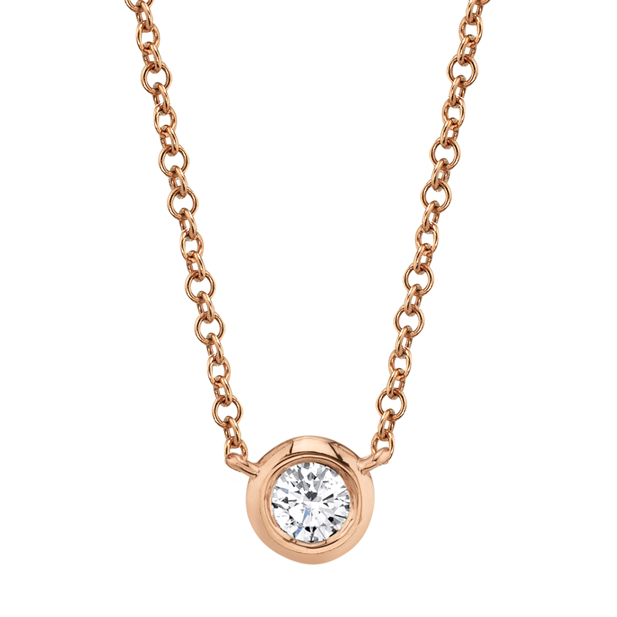 14K Rose Gold Bezel Set Diamond Necklace