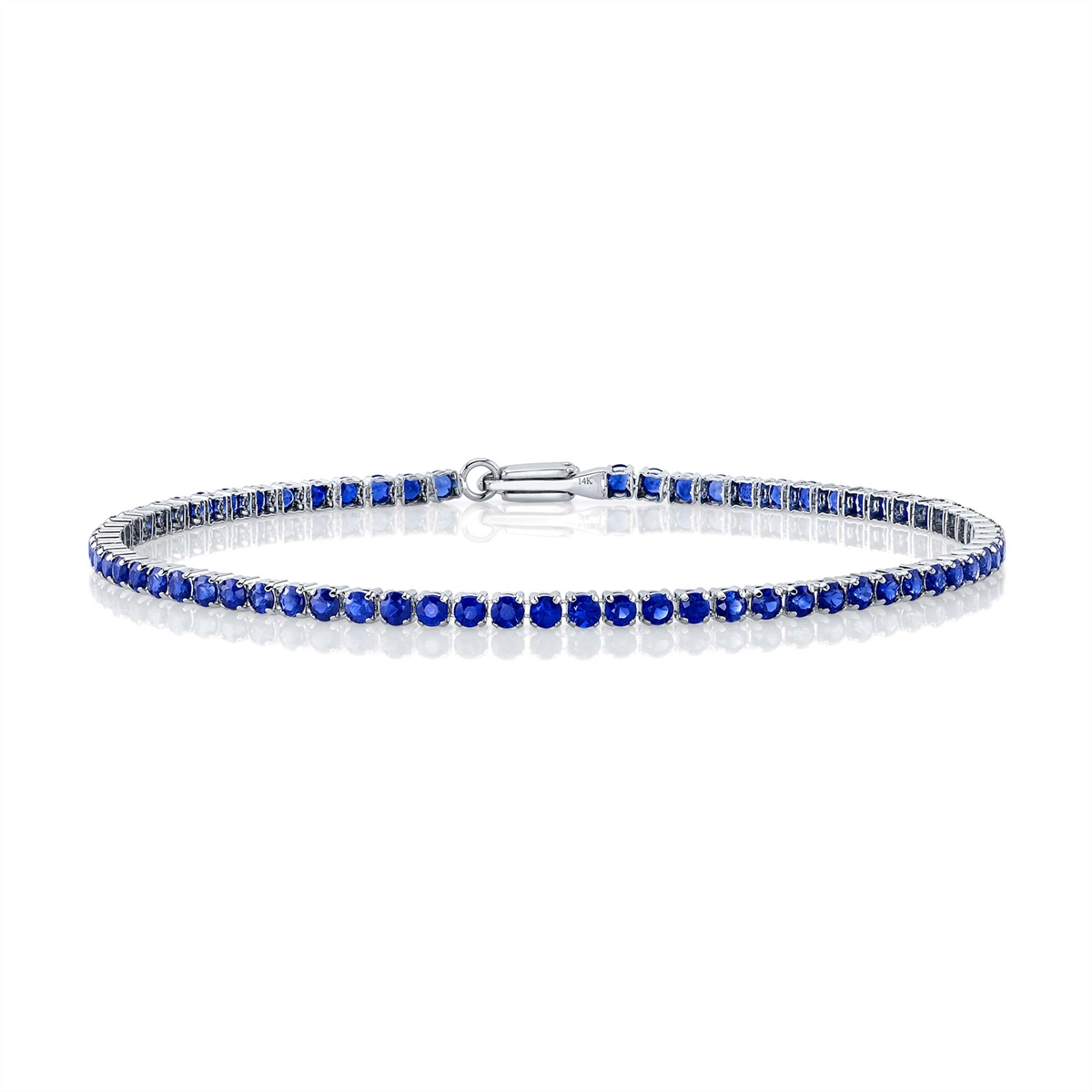 14K White Gold Blue Sapphire Micro-Tennis Bracelet