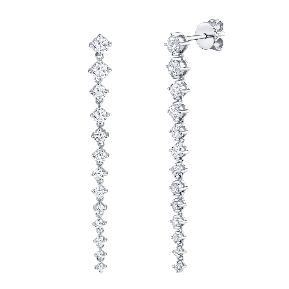 14K White Gold Diamond Drop Earrings