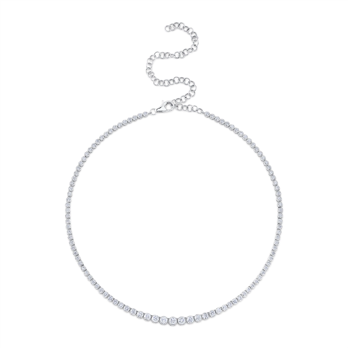 14K White Gold Diamond Graduated Tennis Necklace