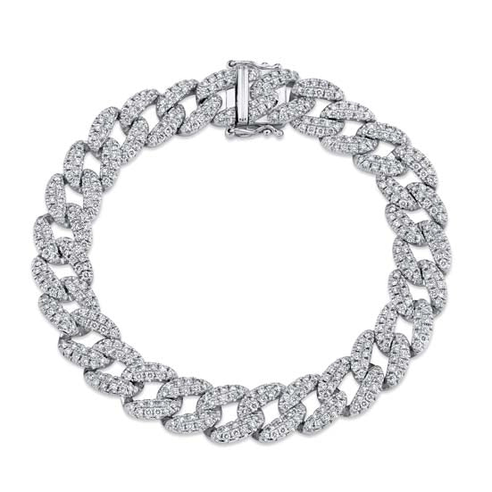 14K White Gold Pave Diamond Link Bracelet