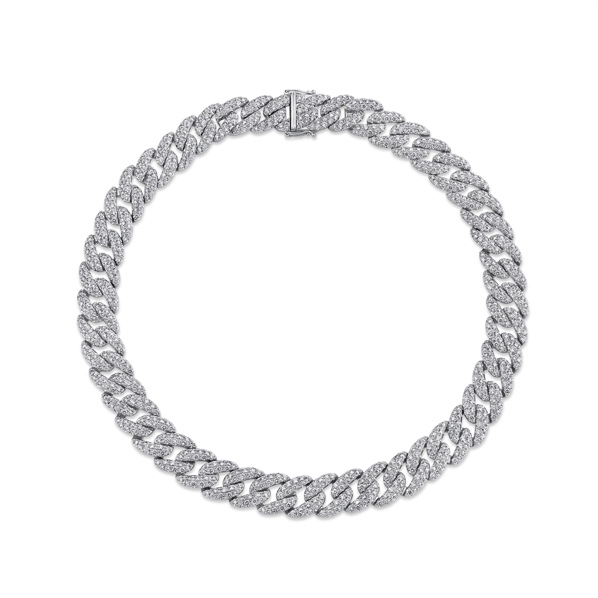 14K White Gold Pave Diamond Link Necklace