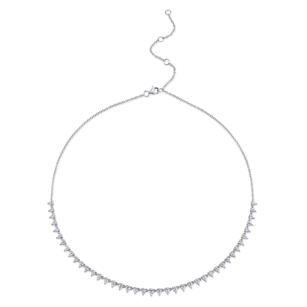 14K White Gold Pear Cut Diamond Necklace