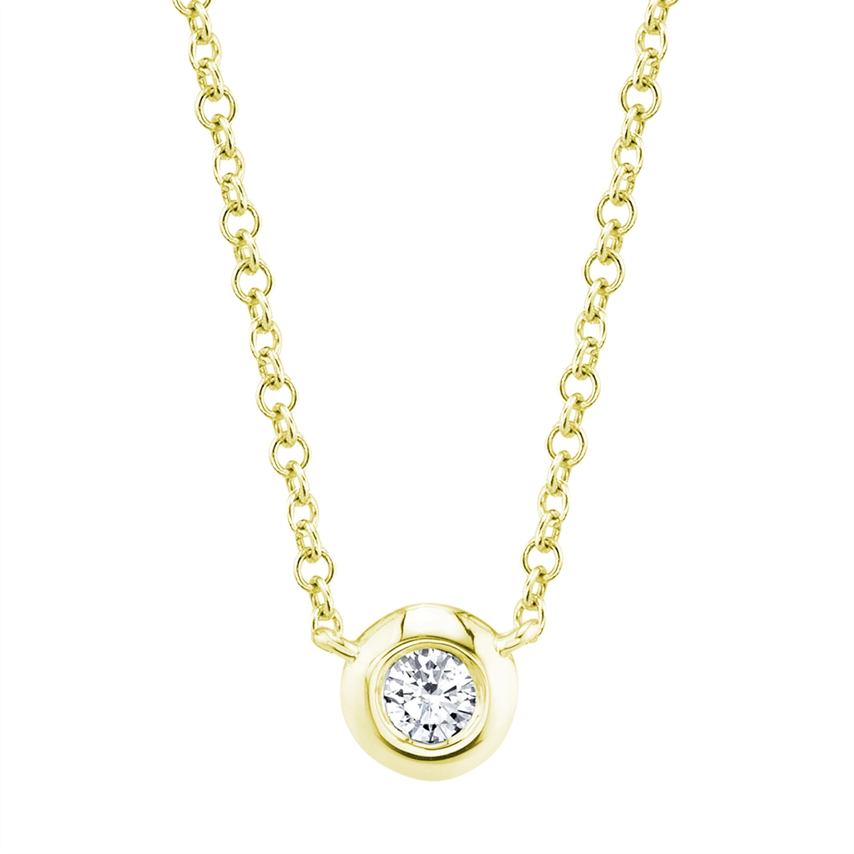 14K Yellow Gold Diamond Bezel Necklace