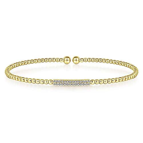 14K Yellow Gold Diamond Cuff Bracelet