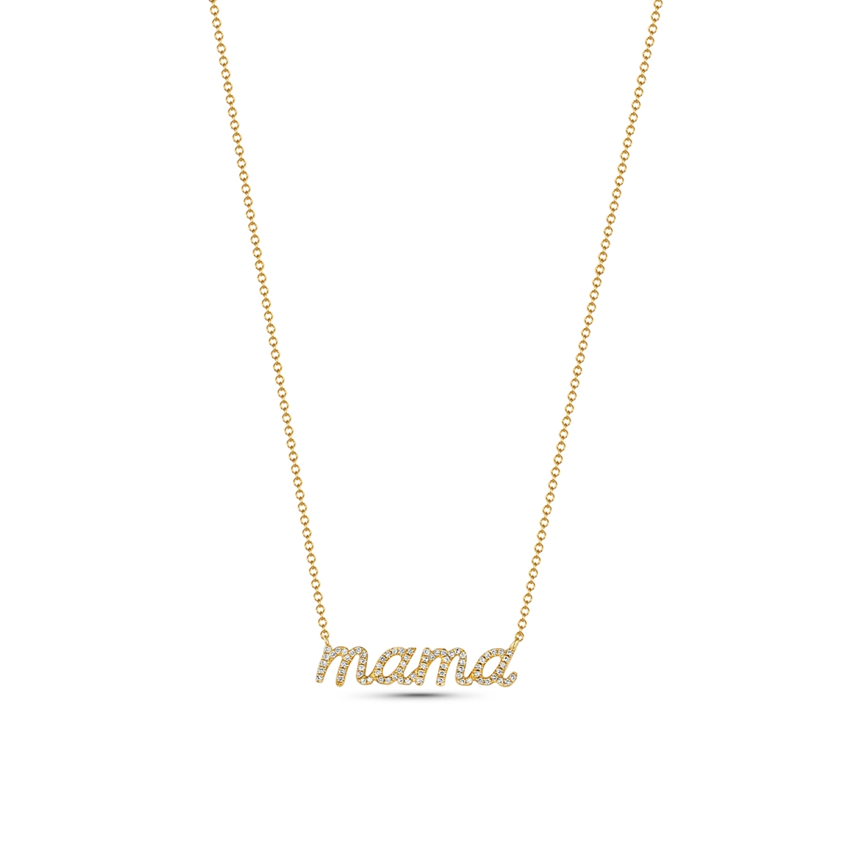 14K Yellow Gold Diamond Mama Necklace