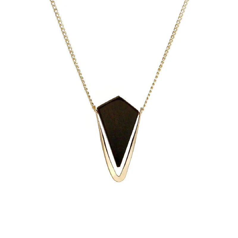 Ebony Pyramid Necklace Gold