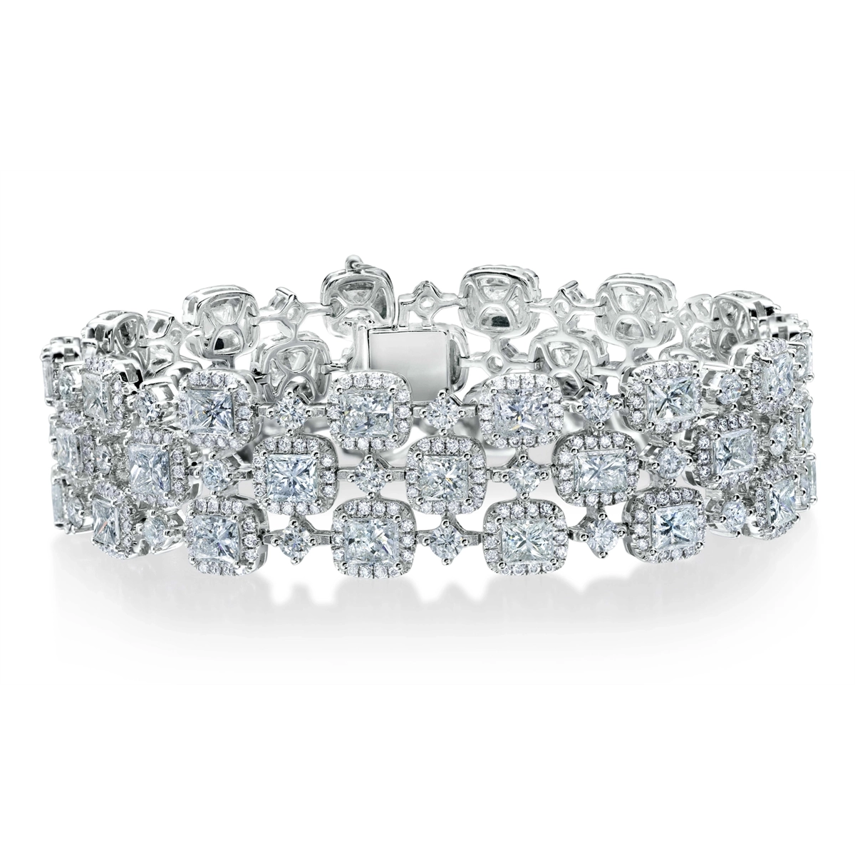 18K White Gold Wide Diamond Bracelet