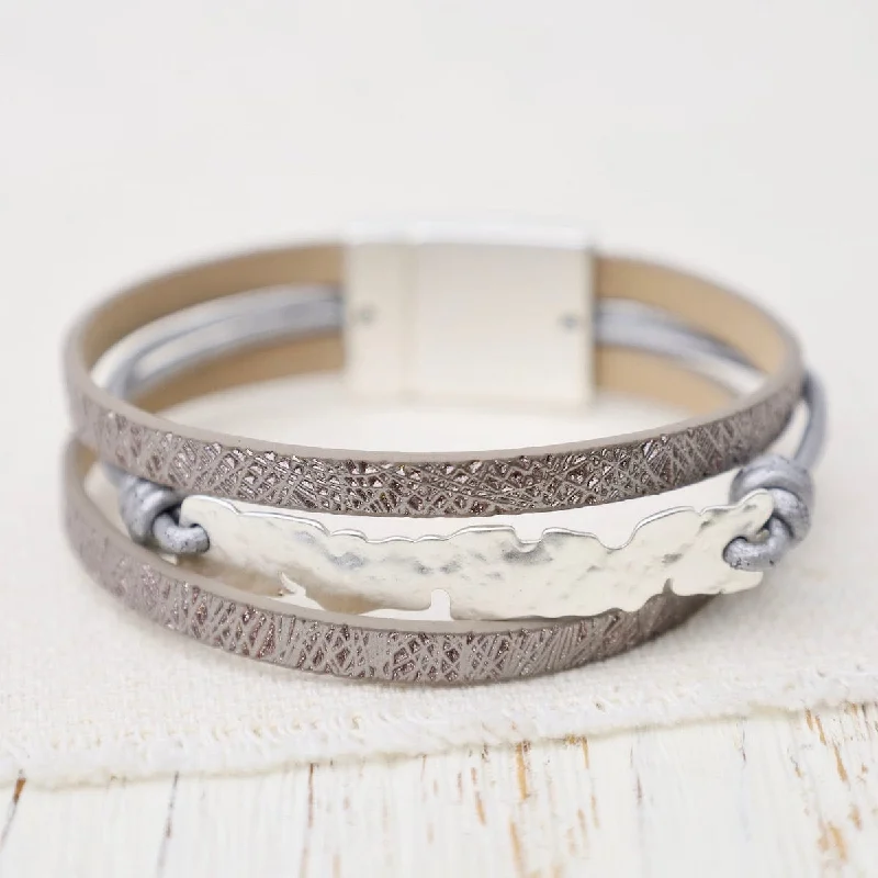 Matte Silver Metallic Grey Bracelet