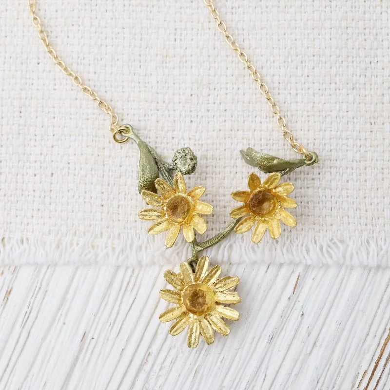 Golden Daisy 3 Flower Necklace