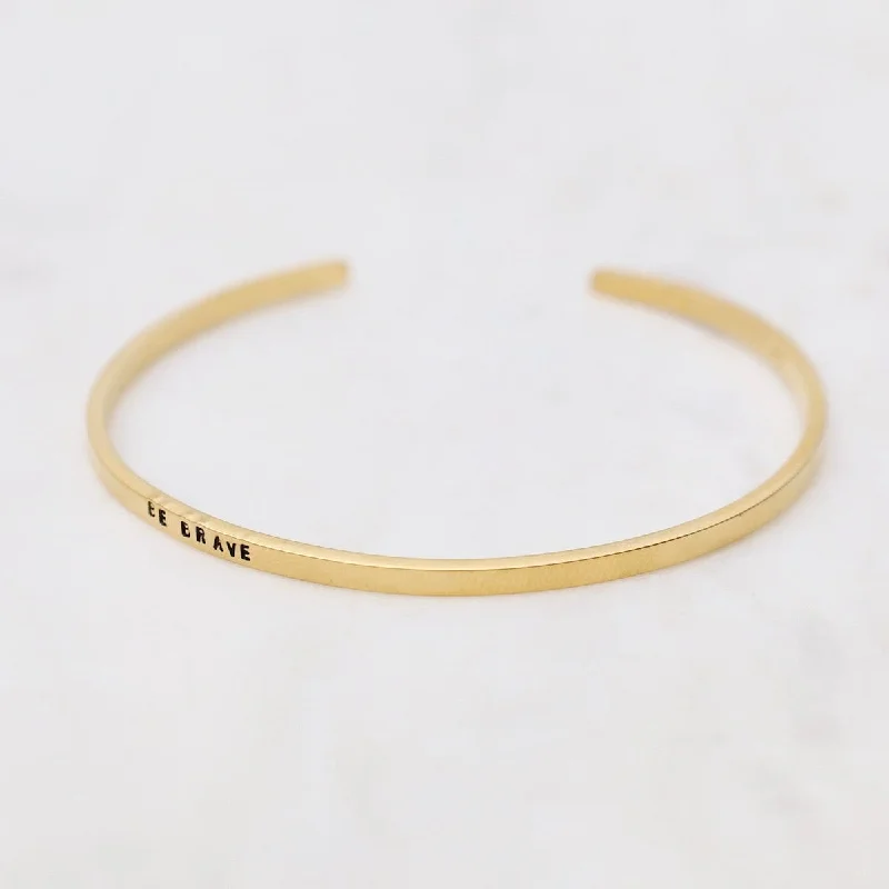 Be Brave Stamped Gold Plated Cuff Bracelet