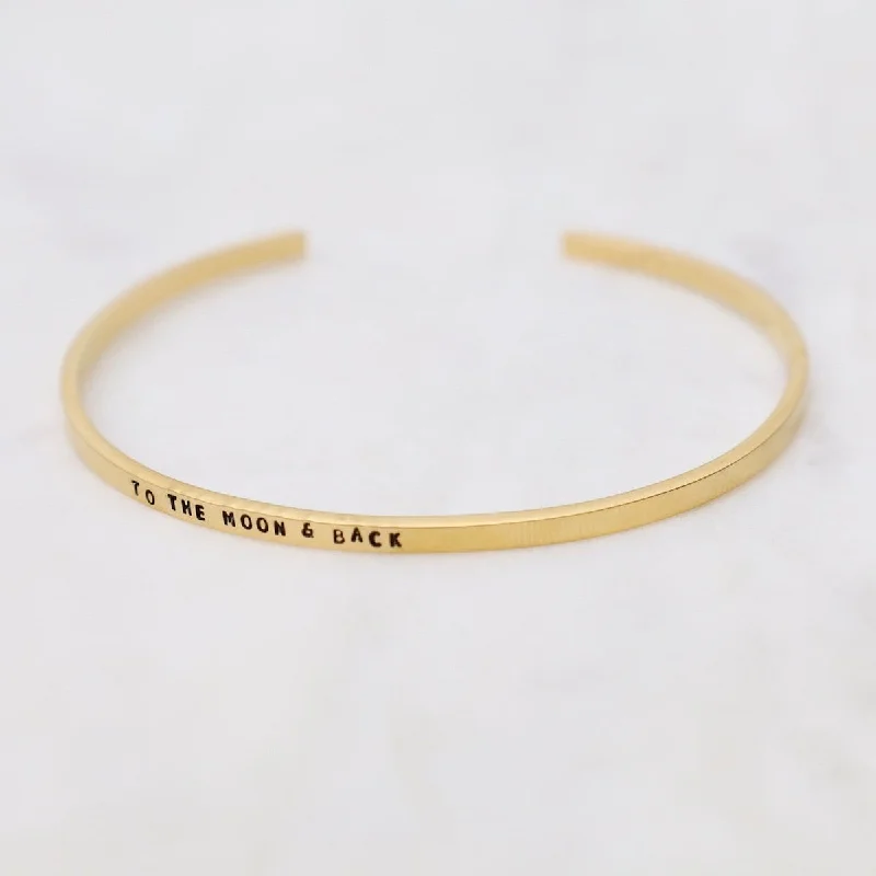 To the Moon and Back Stamped Gold Plated Cuff Bracelet