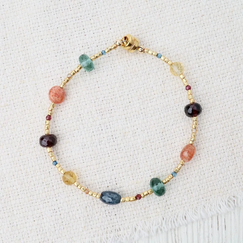 Gold Glass, Sunstone, Kyanite Magnetic Bracelet