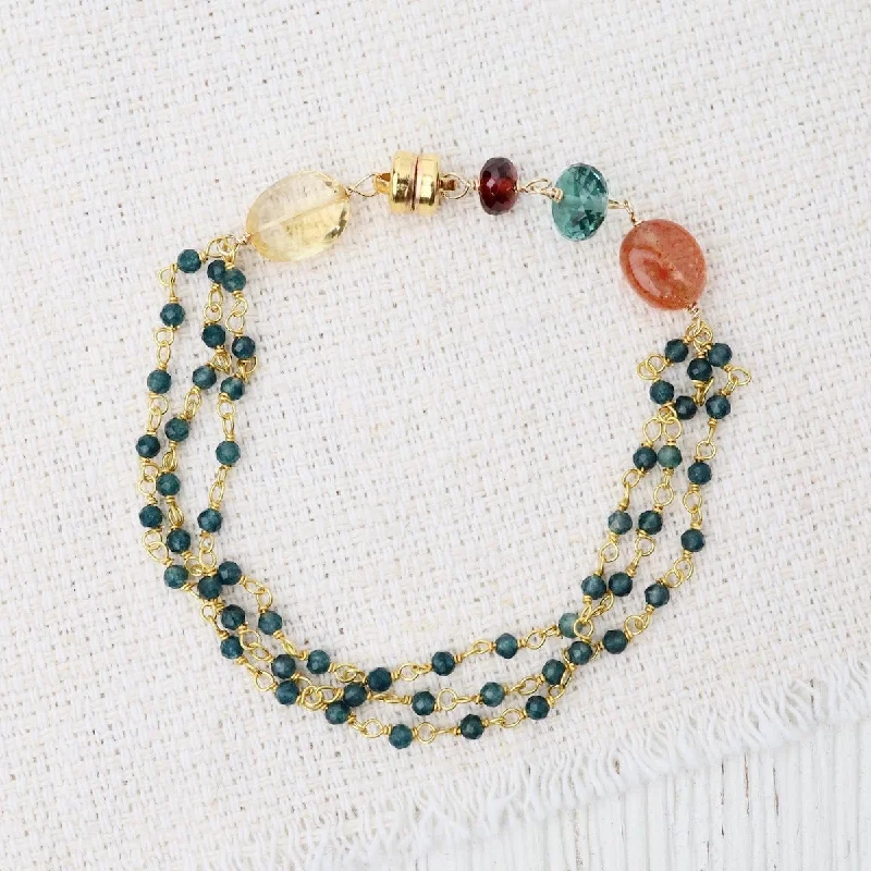 Sunstone, Citrine, Quartz, Gold Vermeil Magnetic Bracelet