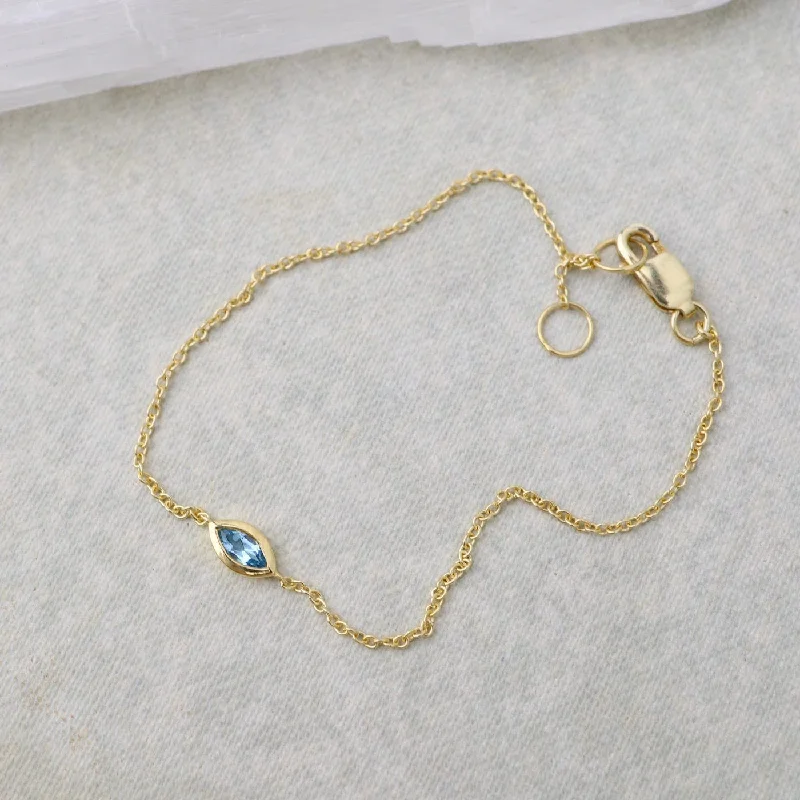 Gold Vermeil Marquis Blue Topaz Solitaire Bracelet