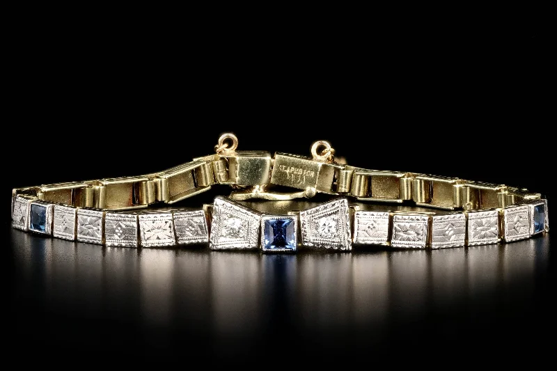 Art Deco 18K White & Yellow Gold Yogo Bracelet