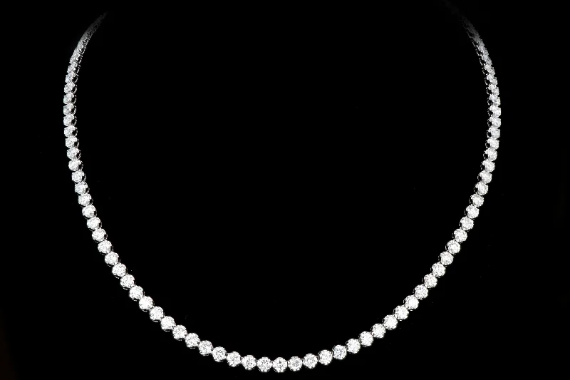 Modern 14K White Gold  20.35 Carat Diamond Tennis Necklace