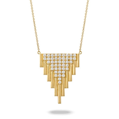 Doves 18K Yellow Gold Art Deco Diamond Necklace