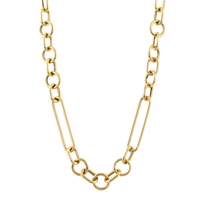 Doves 18K Yellow Gold Stretch Paper Clip Chain Necklace