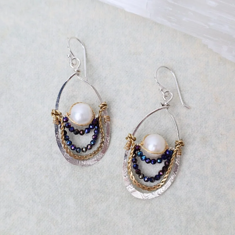 Sterling Silver & Gold Filled Pearl Vintage Drop Earrings