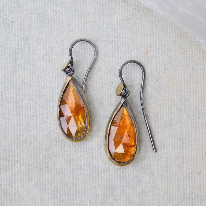 Teardrop Fold Earrings with Orange Kyanite