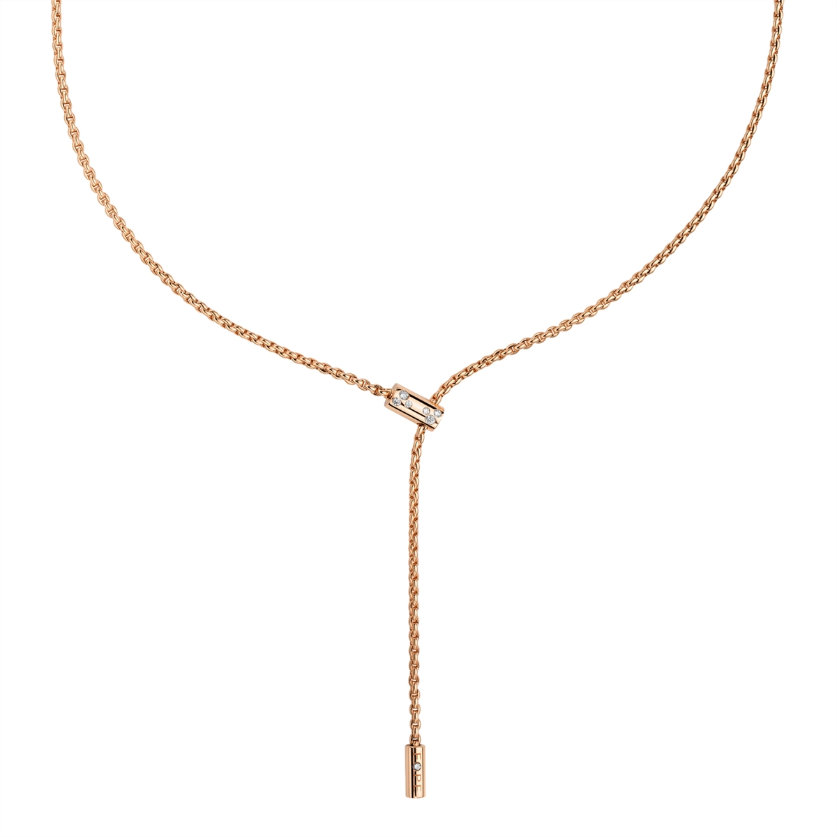 Fope 18K Rose Gold Aria Collection Lariat Necklace with Diamonds, 16 inch