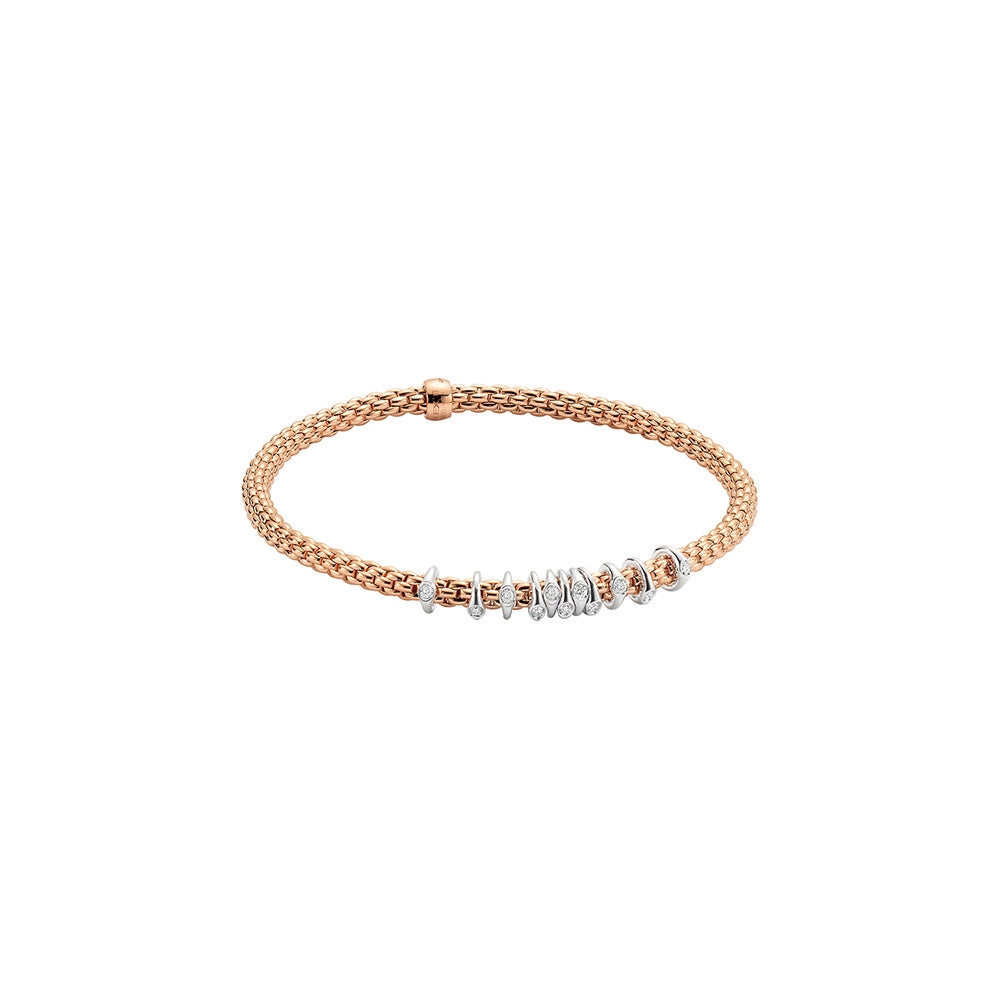 Fope 18K Rose Gold Prima Collection Bracelet with Diamonds, X-Small Size