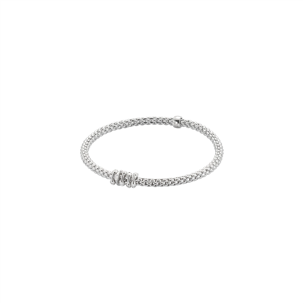 Fope 18K White Gold Prima Collection Bracelet with Diamonds, X-Small Size