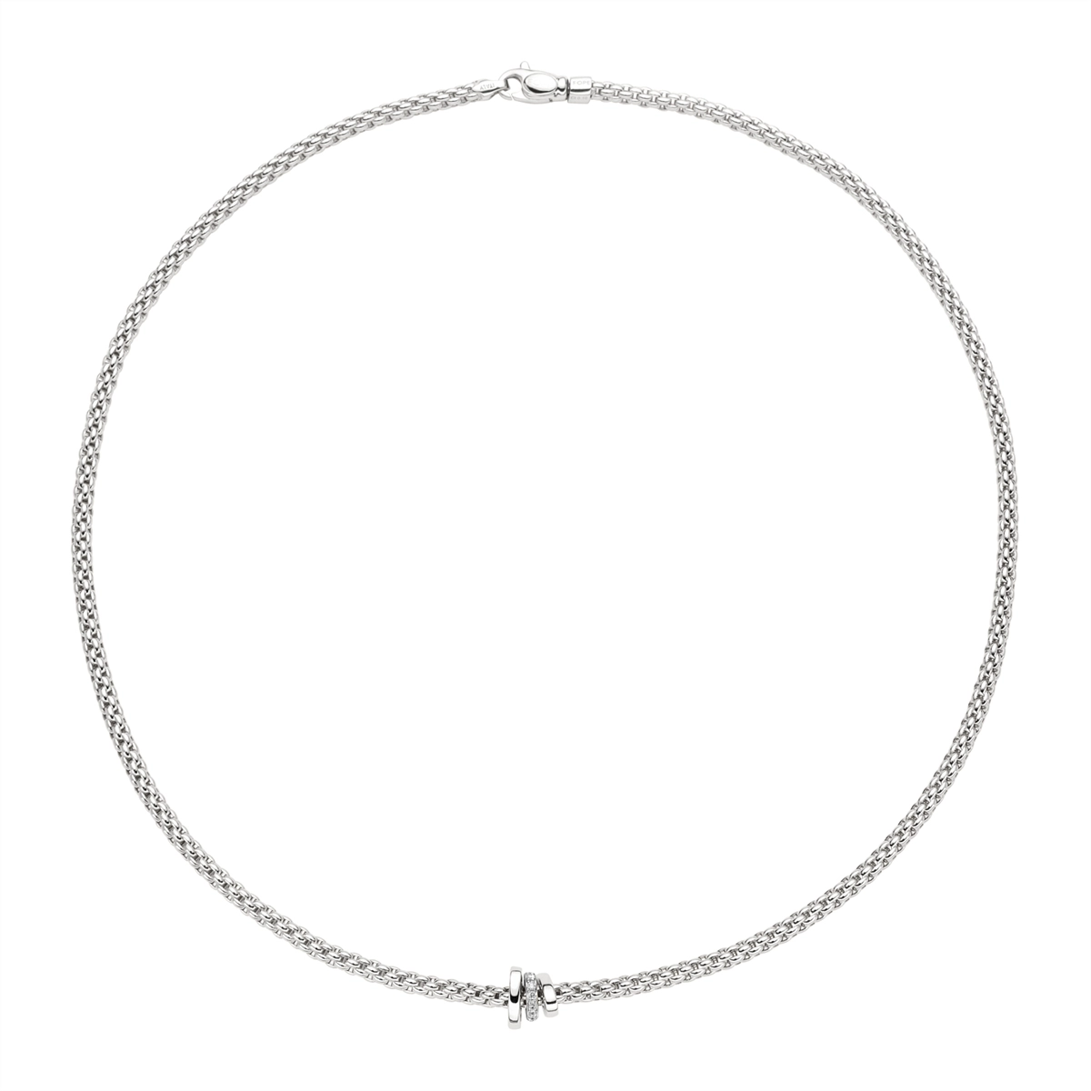 Fope 18K White Gold Prima Collection Necklace with Diamond Rondel, 17 inch