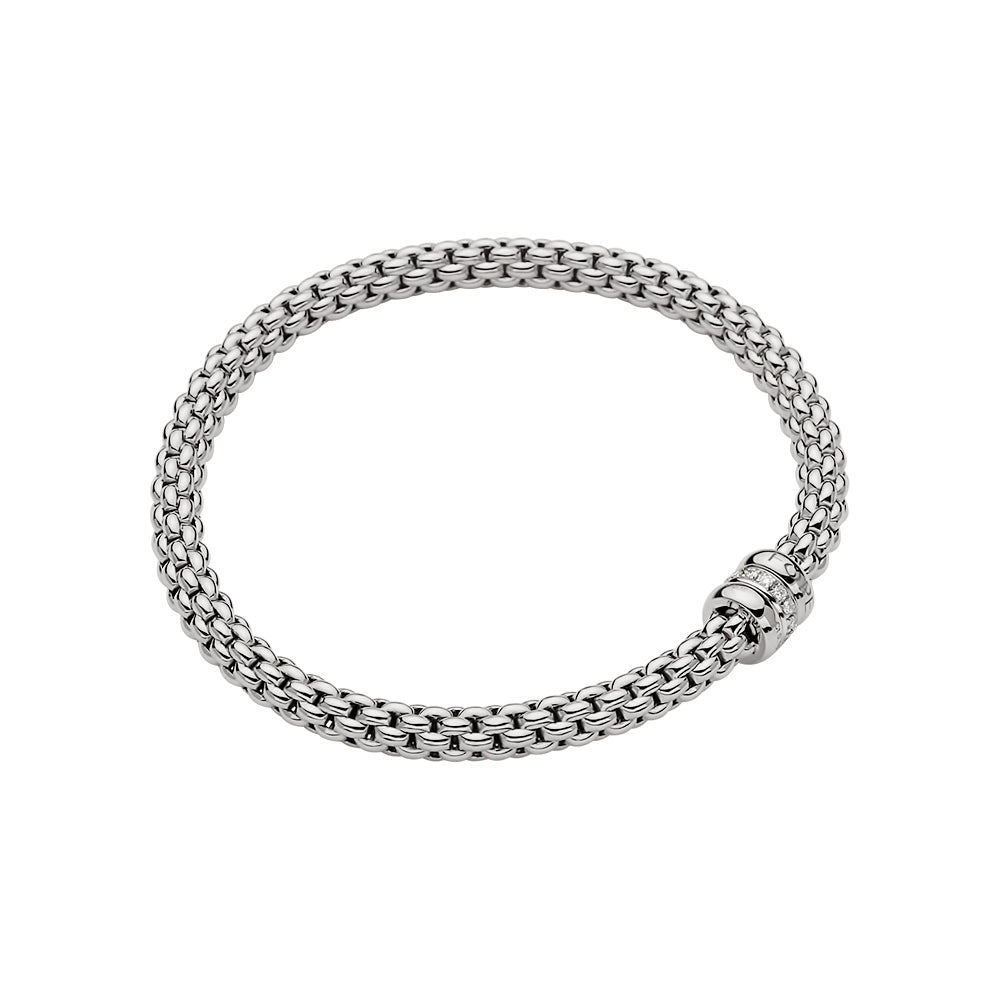 FOPE 18K White Gold Solo Collection Diamond Bracelet, Medium Size