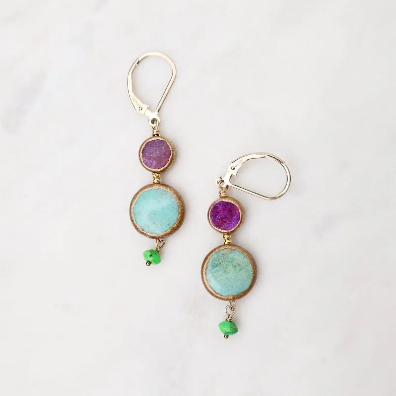 Purple & Blue Turquoise Drop Earrings