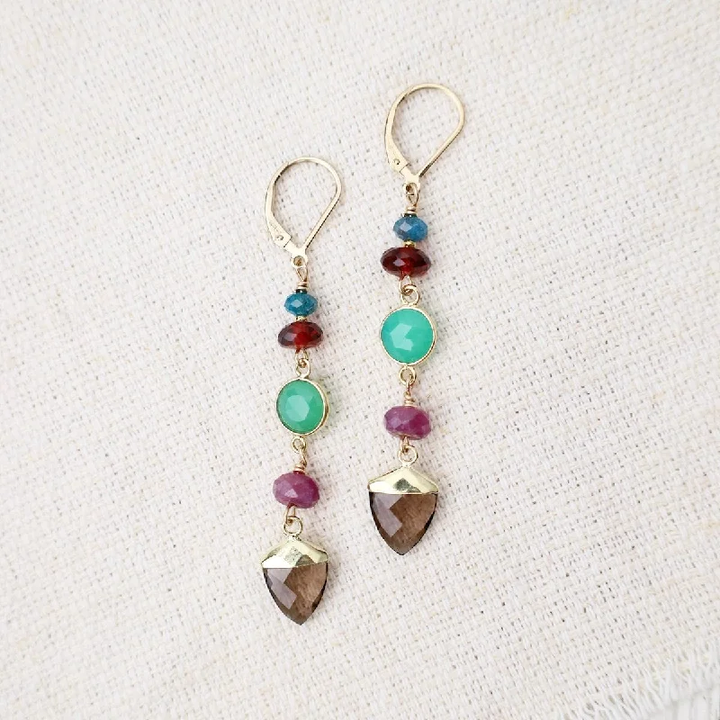 Smokey Topaz Point Drop Earrings