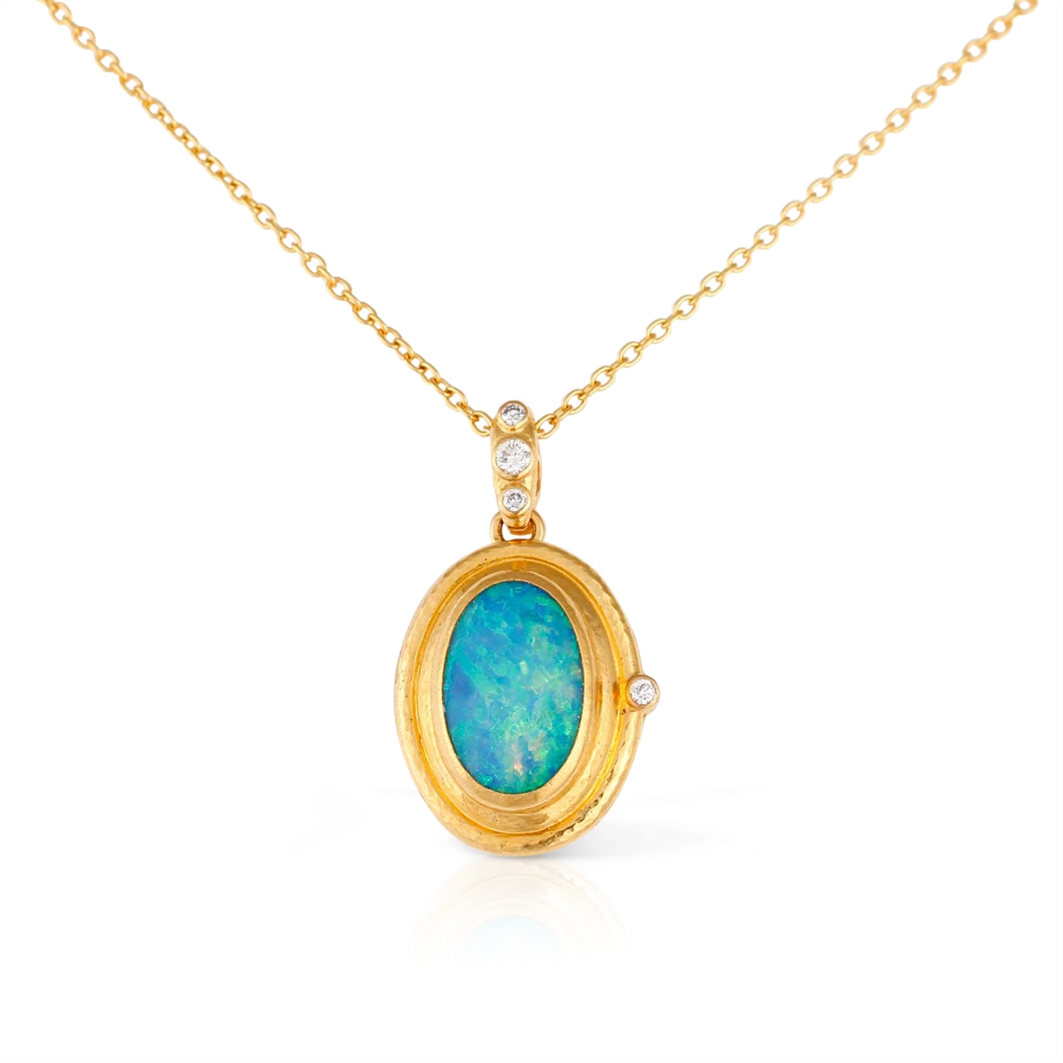 Gurhan One of a Kind 24K Yellow Gold Necklace with Ethiopian Opal and Diamonds