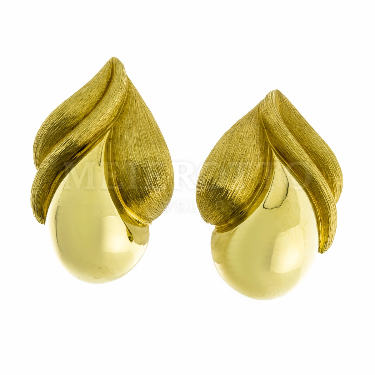 Henry Dunay 18K Yellow Gold Dual Finish Clip Earrings (Estate)