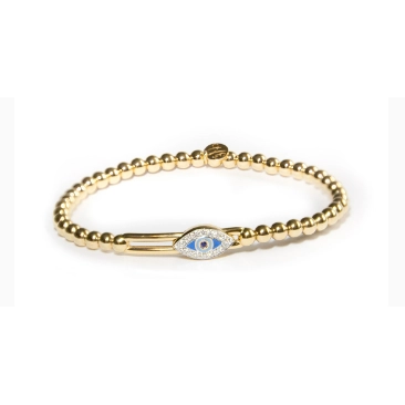 Hulchi Belluni 18K Yellow Gold Evil Eye Stretch Bracelet